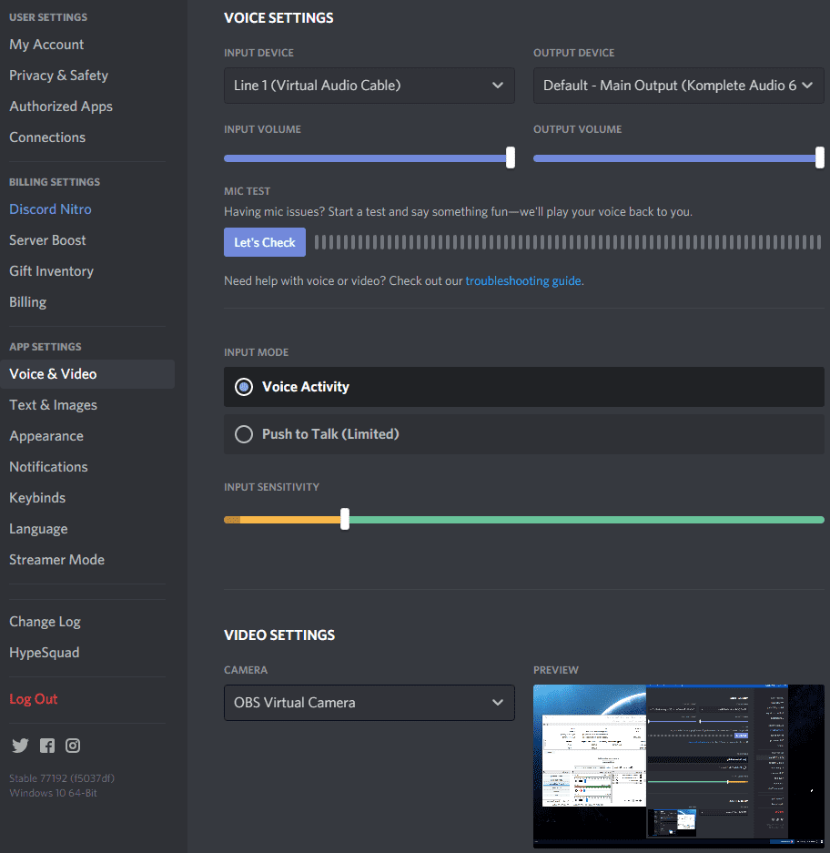Discord in Edge with OBS Virtual Camera