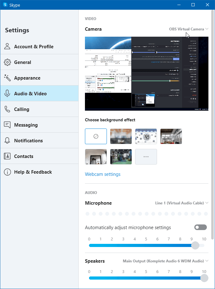 Skype with OBS Virtual Camera